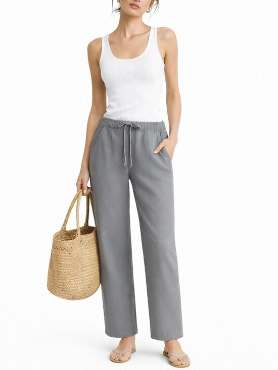 J. Crew Pants - NWT J. Crew Linen Seaside Wide Leg Tie Waist Pants - Slate Gray | XS